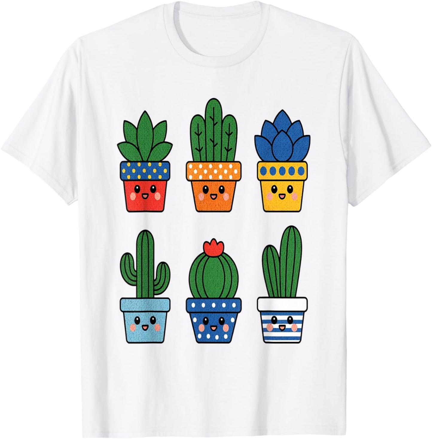 Cute Cactus pots Men Women Kids Toddlers Boys Girls T-Shirt - T-Shirt | White