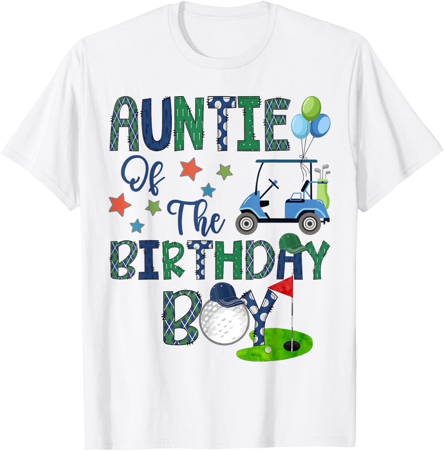 Auntie Of The Birthday Boy Hole In One Golf Lover T-Shirt - T-Shirt | White