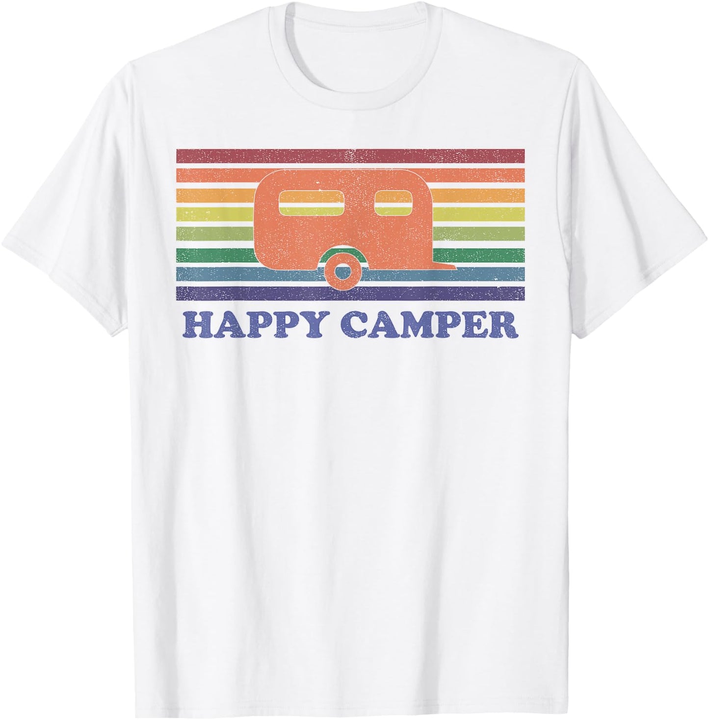 Happy Camper Shirt Vintage Camping T-Shirt - T-Shirt | White