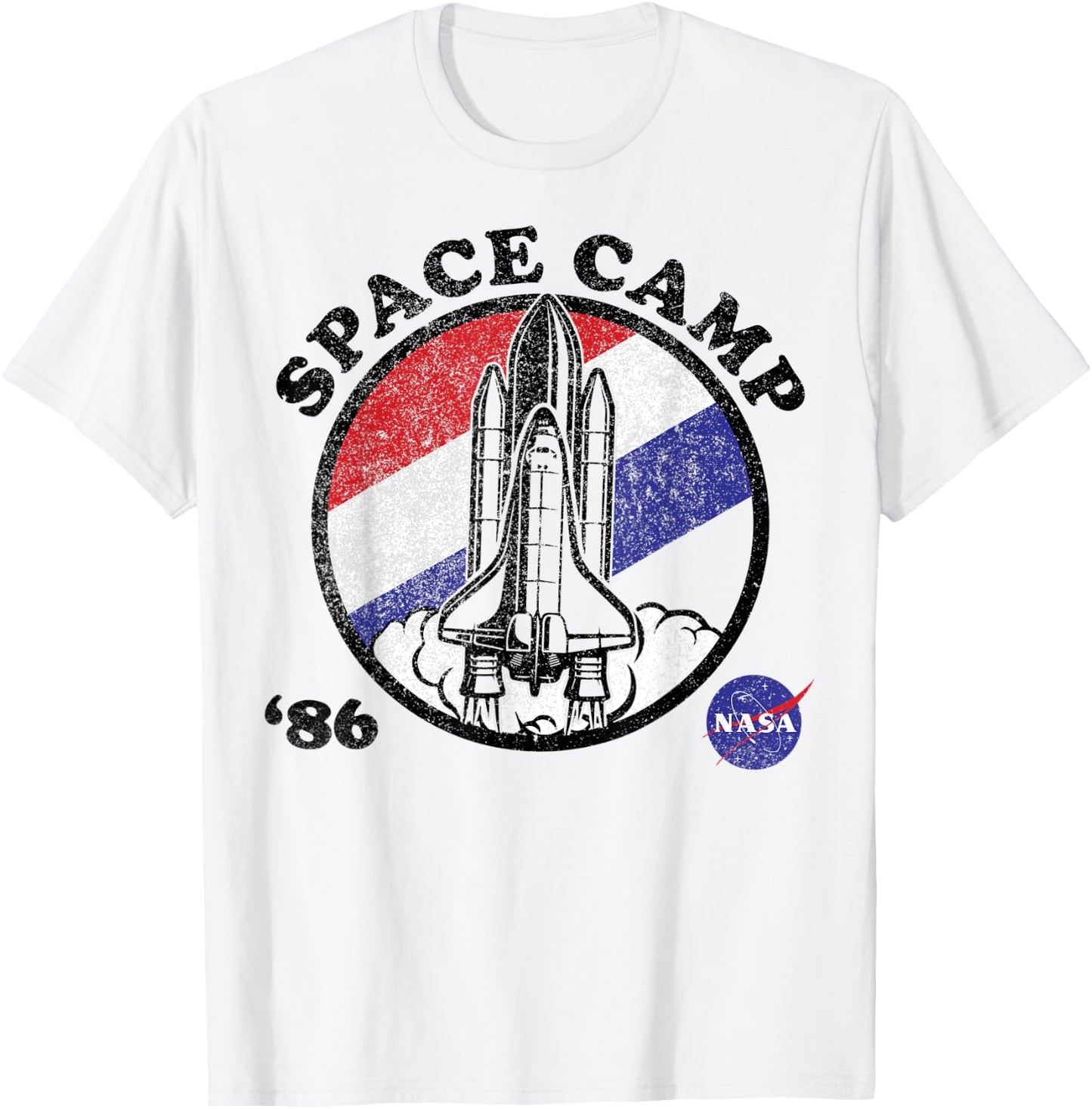 NASA Space Camp Red White Blue '86 Badge T-Shirt - T-Shirt | White