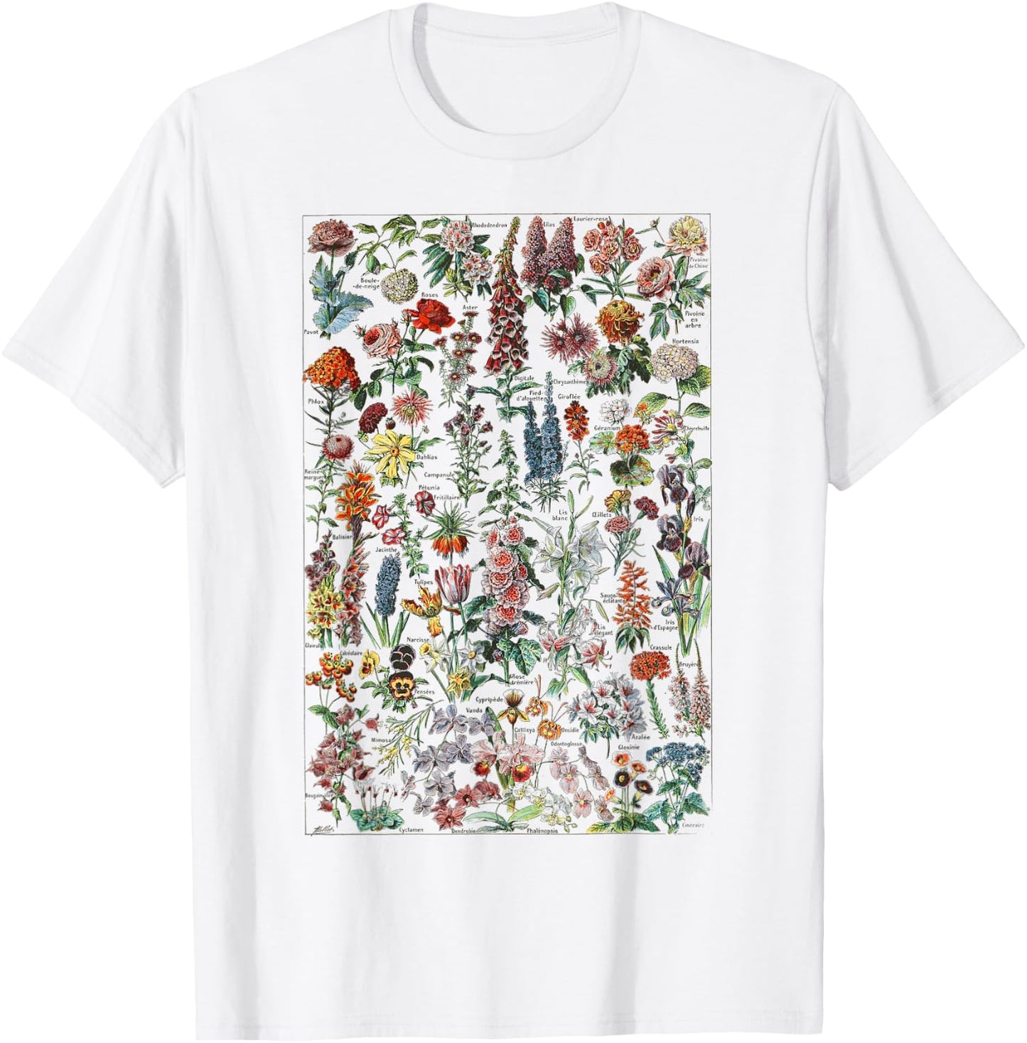 Vintage Flower Botanical Chart flower chart T-Shirt - T-Shirt | White