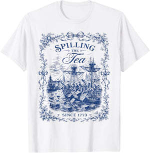 Spilling The Tea Since 1773 Vintage Us History Teacher T-Shirt - T-Shirt | White