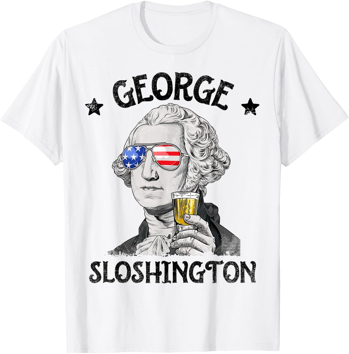 George Sloshington Washington 4th of July Men Women USA Flag T-Shirt - T-Shirt | White