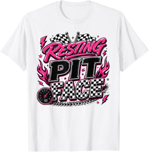 Funny Racing Car Checkered Flags Motorsport T-Shirt - T-Shirt | White
