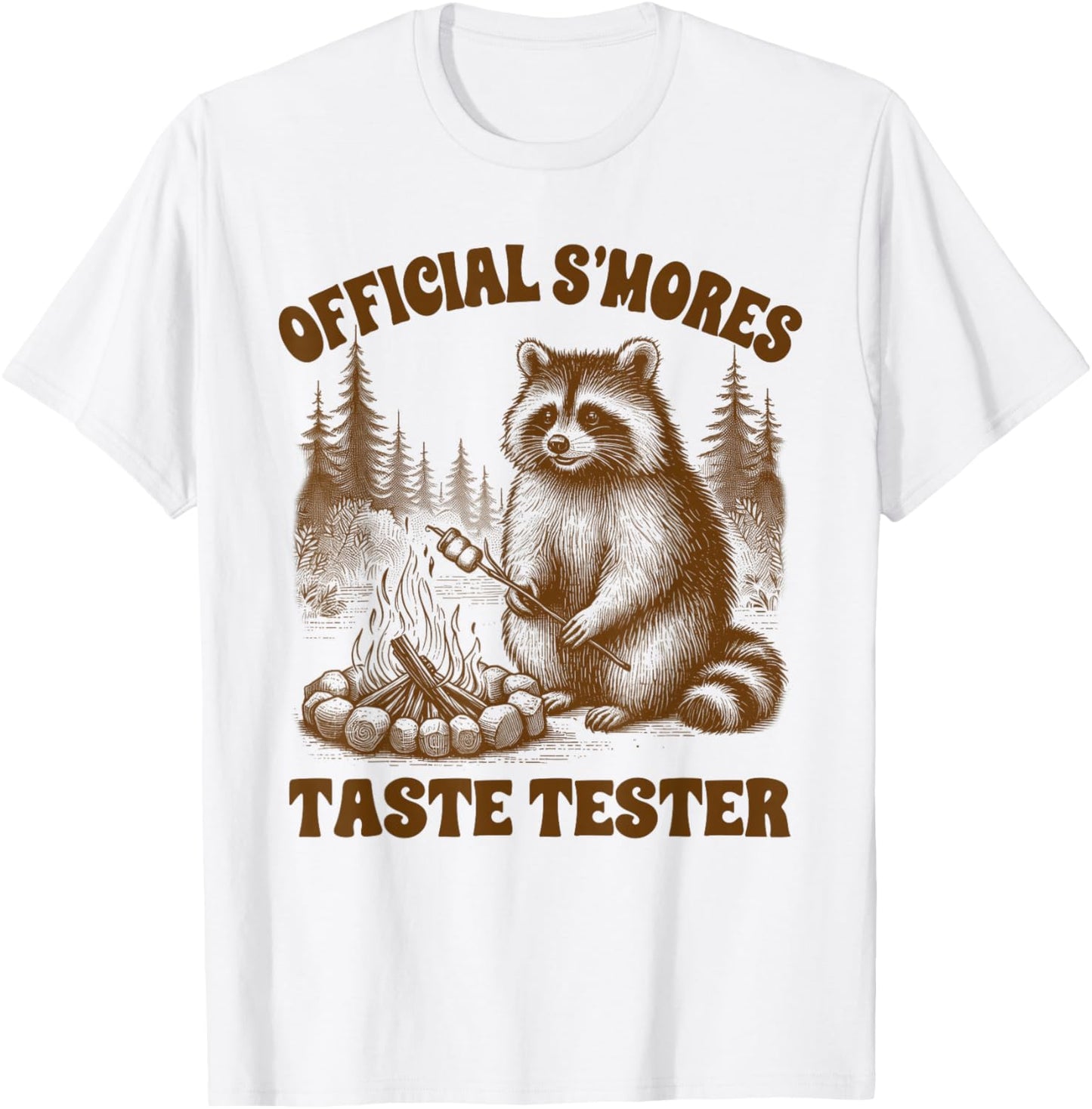 Camping Raccoon Hiking Official S'mores Taste Tester Outdoor T-Shirt - T-Shirt | White