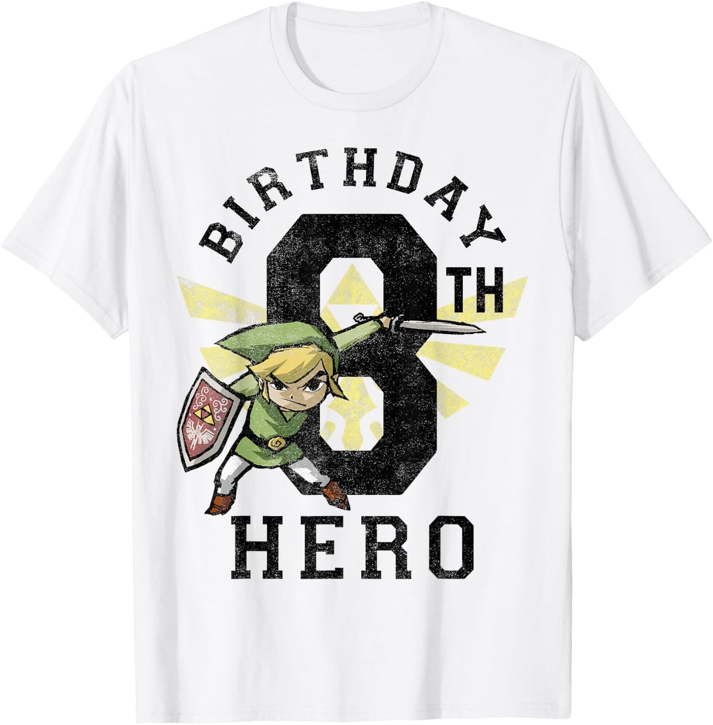Legend Of Zelda Link 8th Birthday Hero Triforce Logo T-Shirt - T-Shirt | White