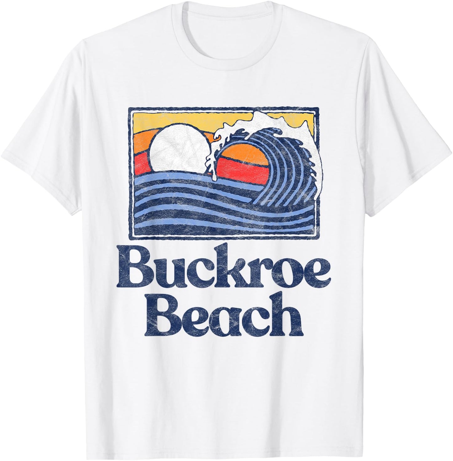 Buckroe Beach Retro Surfer Vintage Beach & Wave Graphic T-Shirt - T-Shirt | White