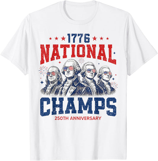 1776 National Champs Funny Patriotic America Founding Father T-Shirt - T-Shirt | White