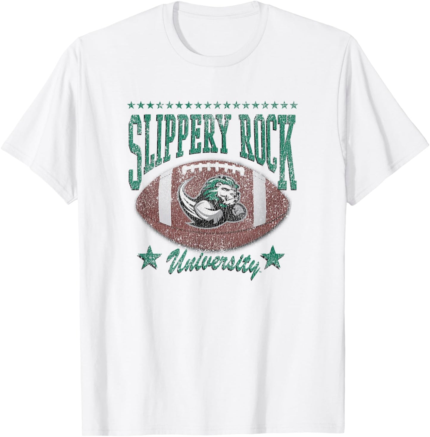 Slippery Rock The Rock Football Vintage Stars Gray T-Shirt - T-Shirt | White