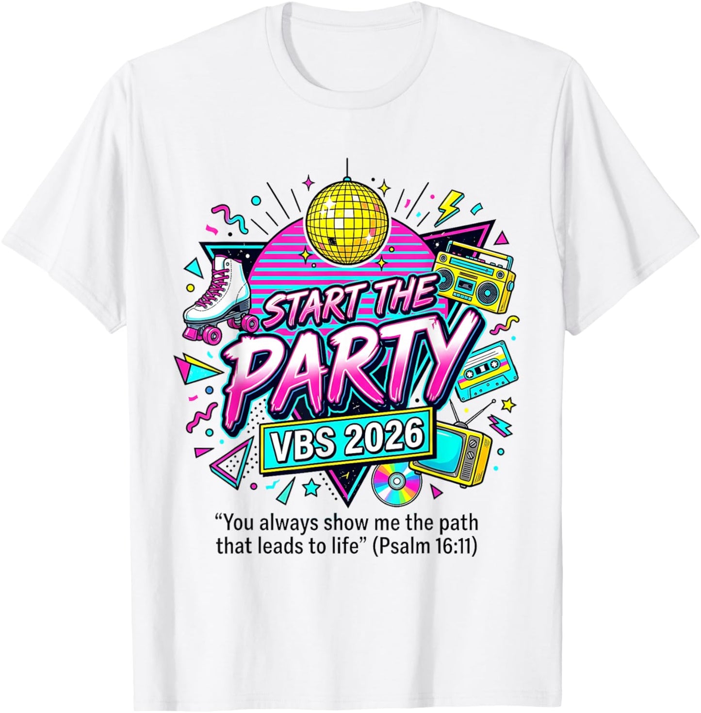 Vintage Start The Party VBS 2026 Boombox Music Teacher T-Shirt - T-Shirt | White