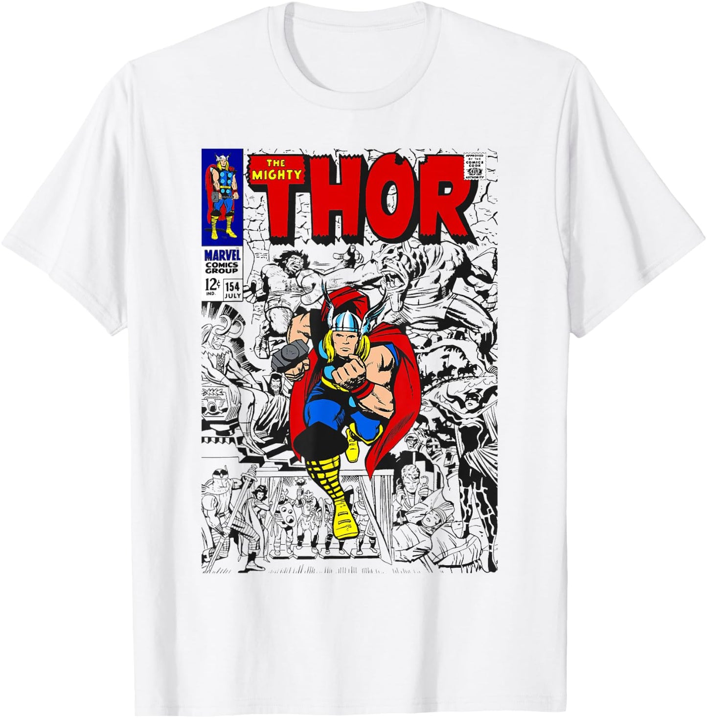Marvel The Mighty Thor Retro Classic Comic Graphic T-Shirt - T-Shirt | White