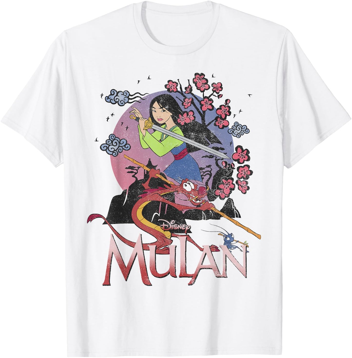 Disney Mulan and Mushu Collage Portrait Logo Small T-Shirt - T-Shirt | White