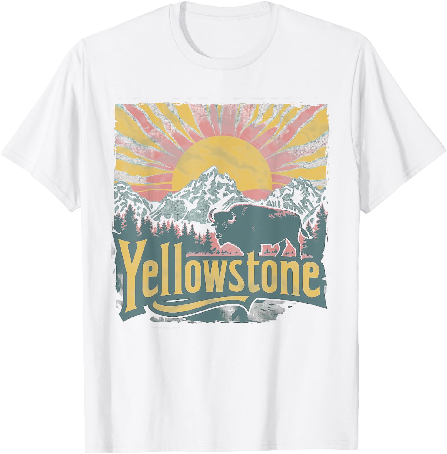 Yellowstone - US National Park Vintage Men Women Kids Retro T-Shirt - T-Shirt | White