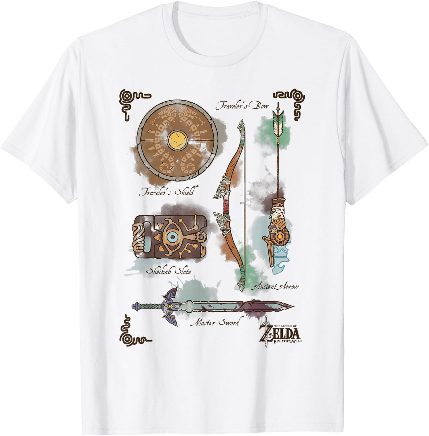Zelda Breath of The Wild Link Inventory Graphic T-Shirt - T-Shirt | White