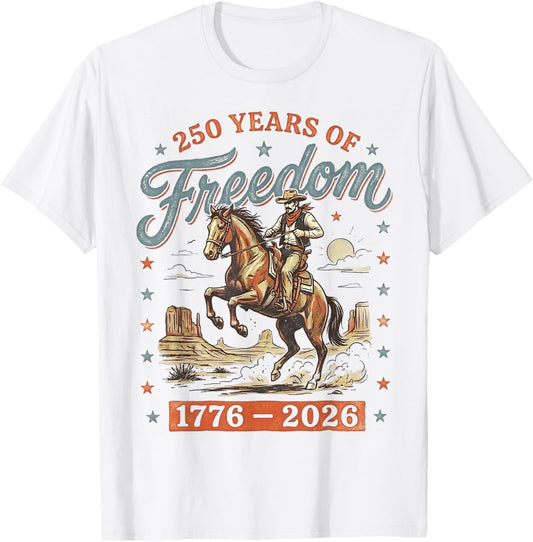 250 Years of Freedom American Anniversary USA 250th Birthday T-Shirt - T-Shirt | White
