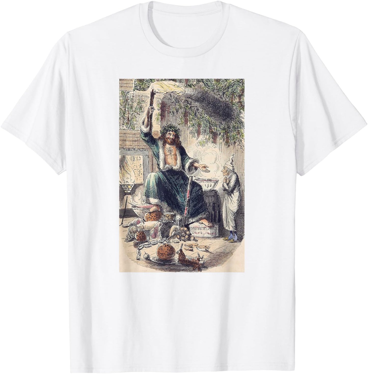 A Christmas Carol Scrooge Shirt- Christmas Present Ghost T-Shirt - T-Shirt | White