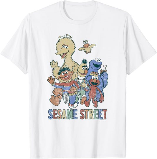 Sesame Street Colorful Group T-Shirt - T-Shirt | White