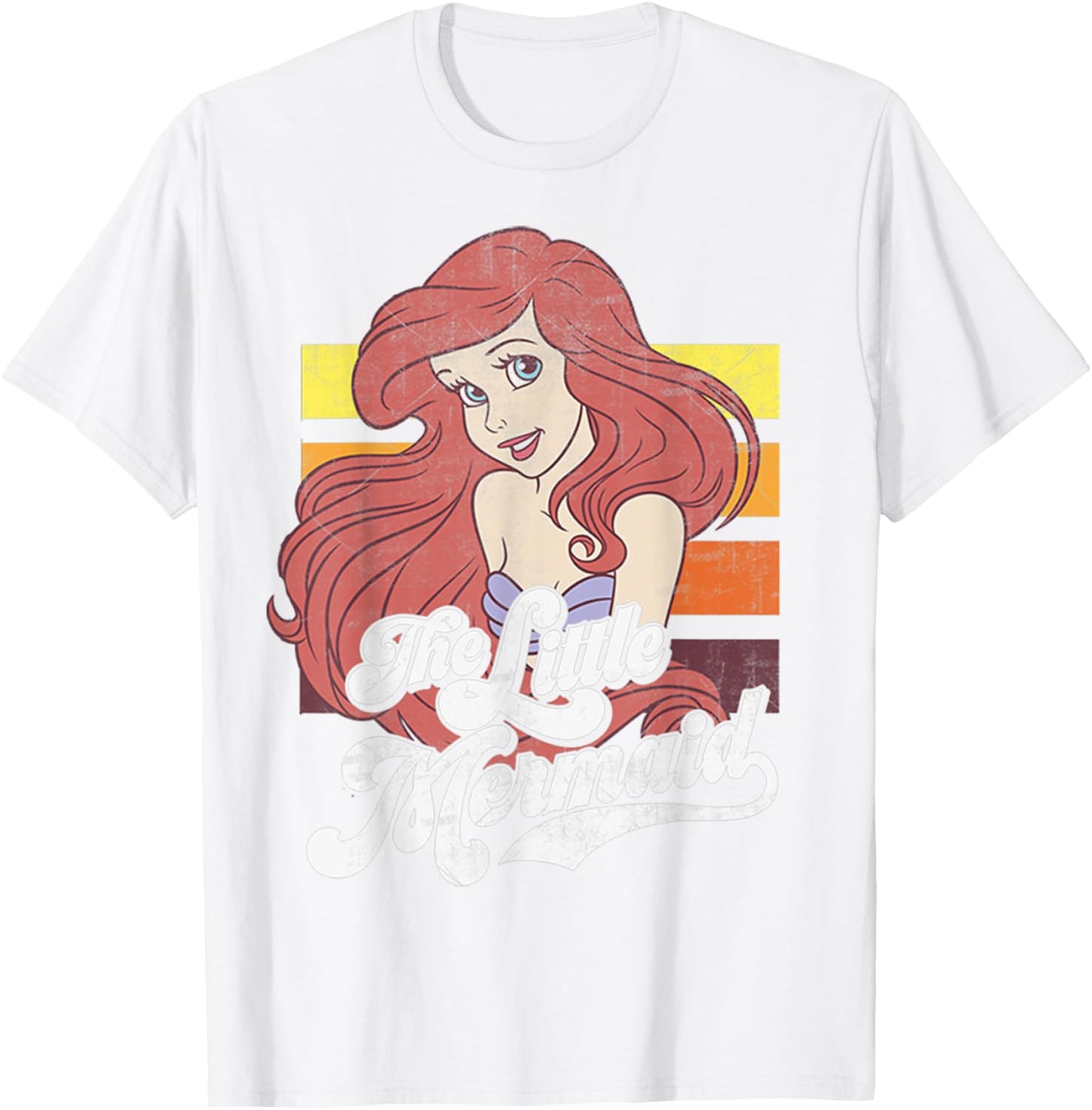 Disney Little Mermaid Vintage Stripes Graphic T-Shirt - T-Shirt | White