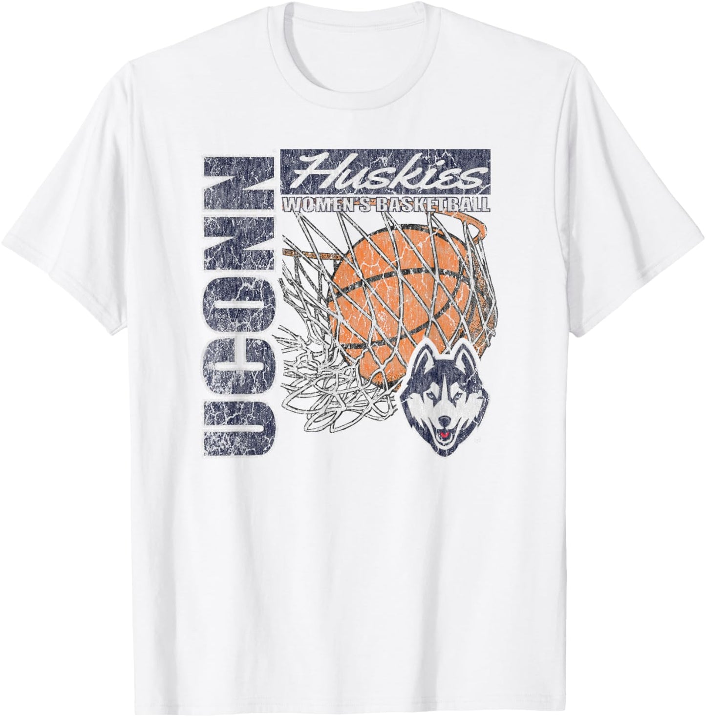 Connecticut Huskies Women's Basketball Vintage 90's Gray T-Shirt - T-Shirt | White
