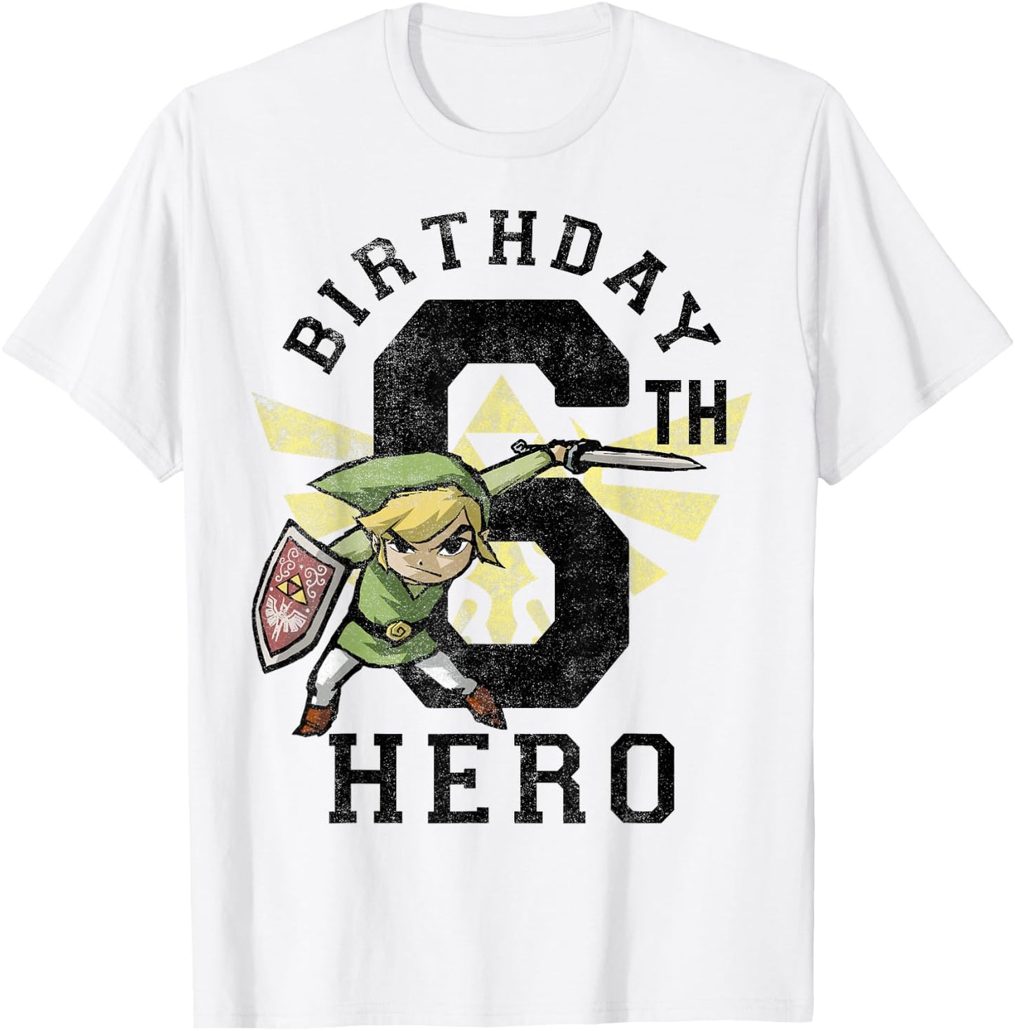 Legend of Zelda Link 6th Birthday Hero Triforce Logo Small T-Shirt - T-Shirt | White