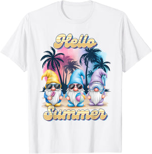 Gnomes Sweet Summer Vibes Vacation Holiday Beach T-Shirt - T-Shirt | White