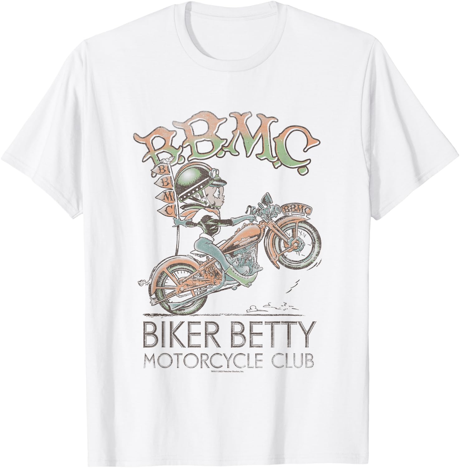 Betty Boop Biker Betty Vintage Motorcycle Club T-Shirt - T-Shirt | White