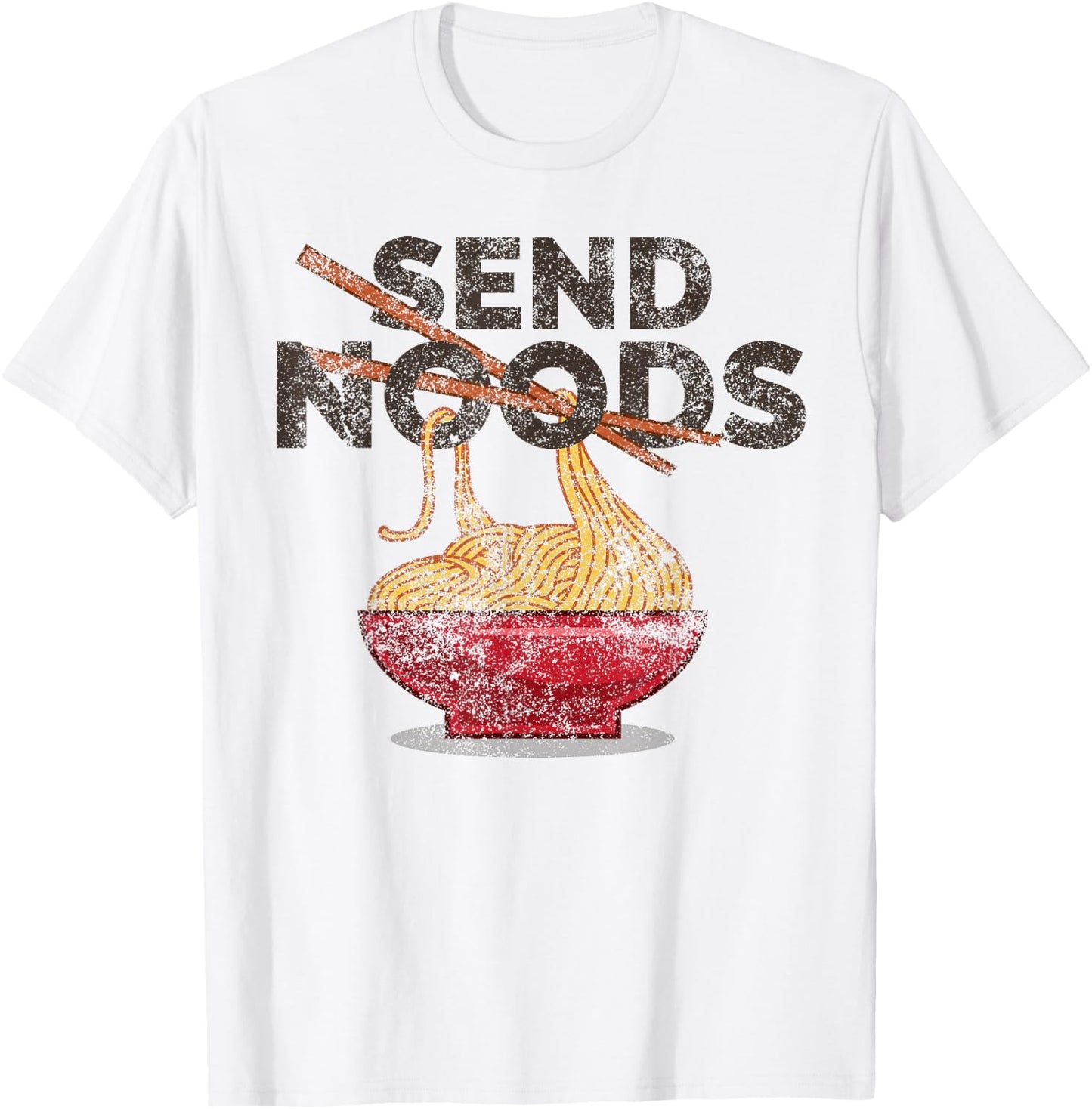 Send Noods Distressed Funny Ramen Noodle T-Shirt - T-Shirt | White