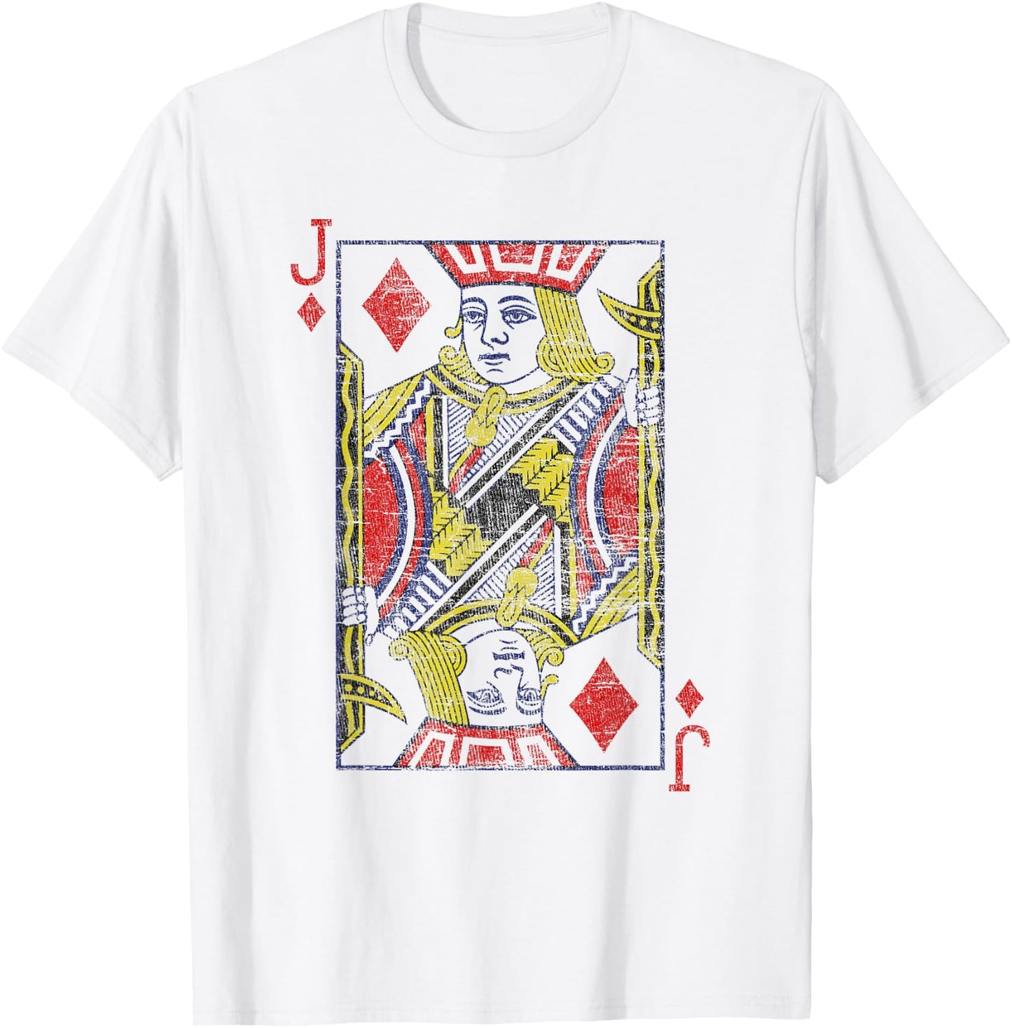 Jack Of Diamonds Playing Card Costume Poker Distressed T-Shirt - T-Shirt | White