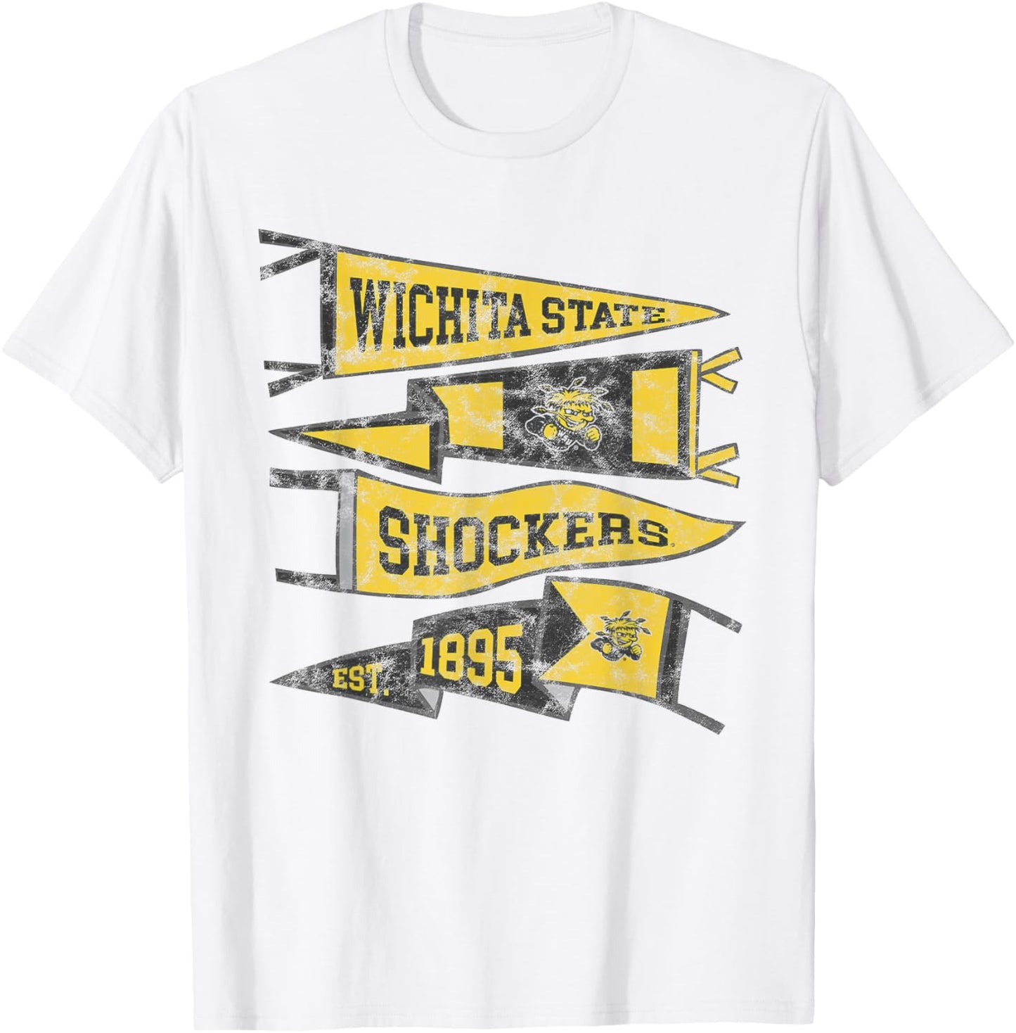 Wichita State University Shockers Distressed Pennants T-Shirt - T-Shirt | White