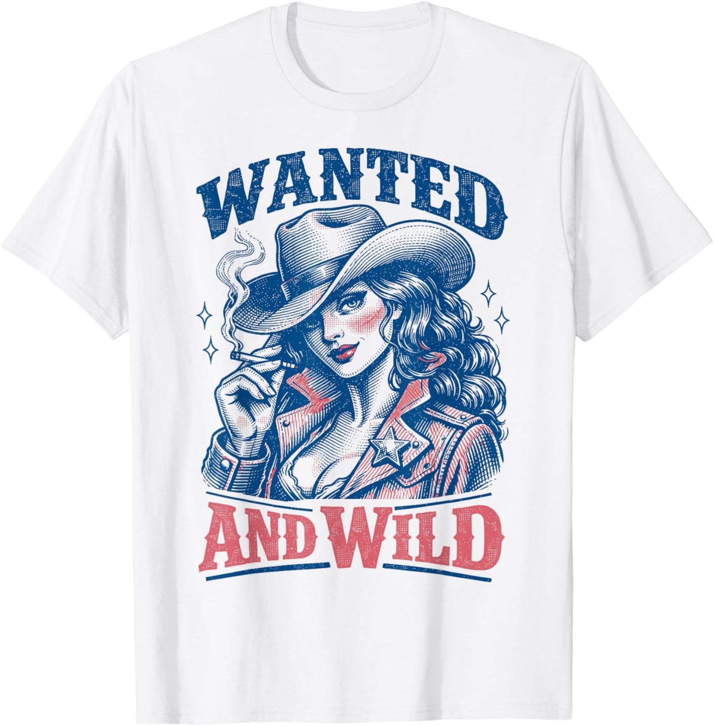 Wanted and Wild Cowgirl Smoking T-Shirt - T-Shirt | White