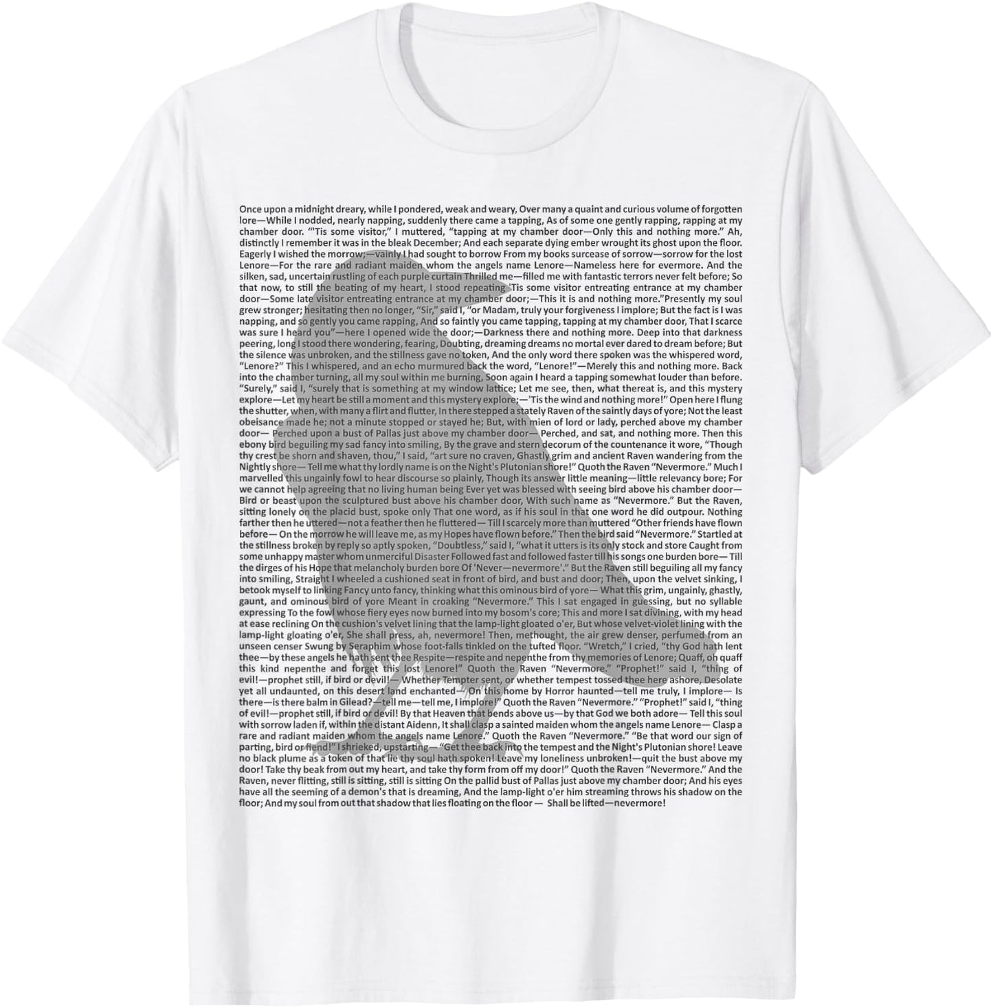 Edgar Allan Poe Poem - The Raven 1 - EAP Tribute Fan T-Shirt - T-Shirt | White