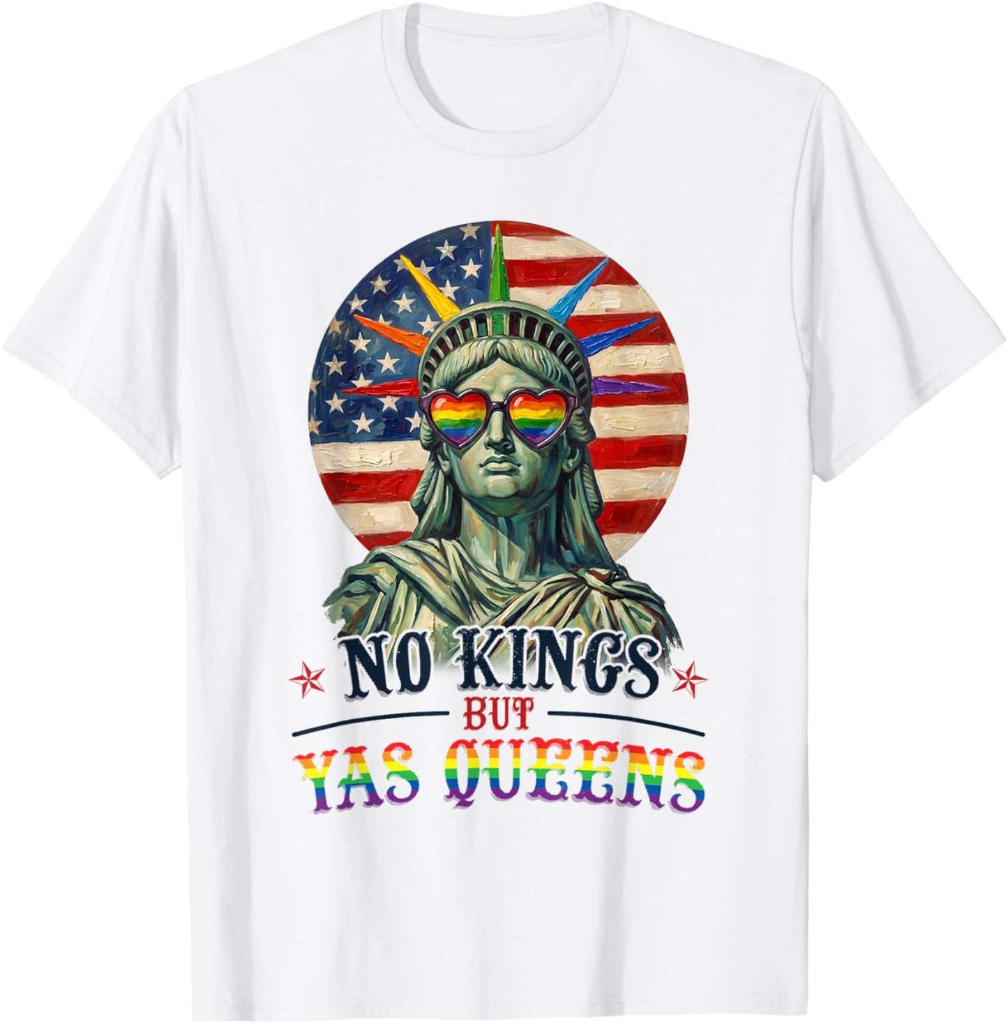 No Kings But Yas Queens Retro LGBTQ Pride Month Ally Pride T-Shirt - T-Shirt | White