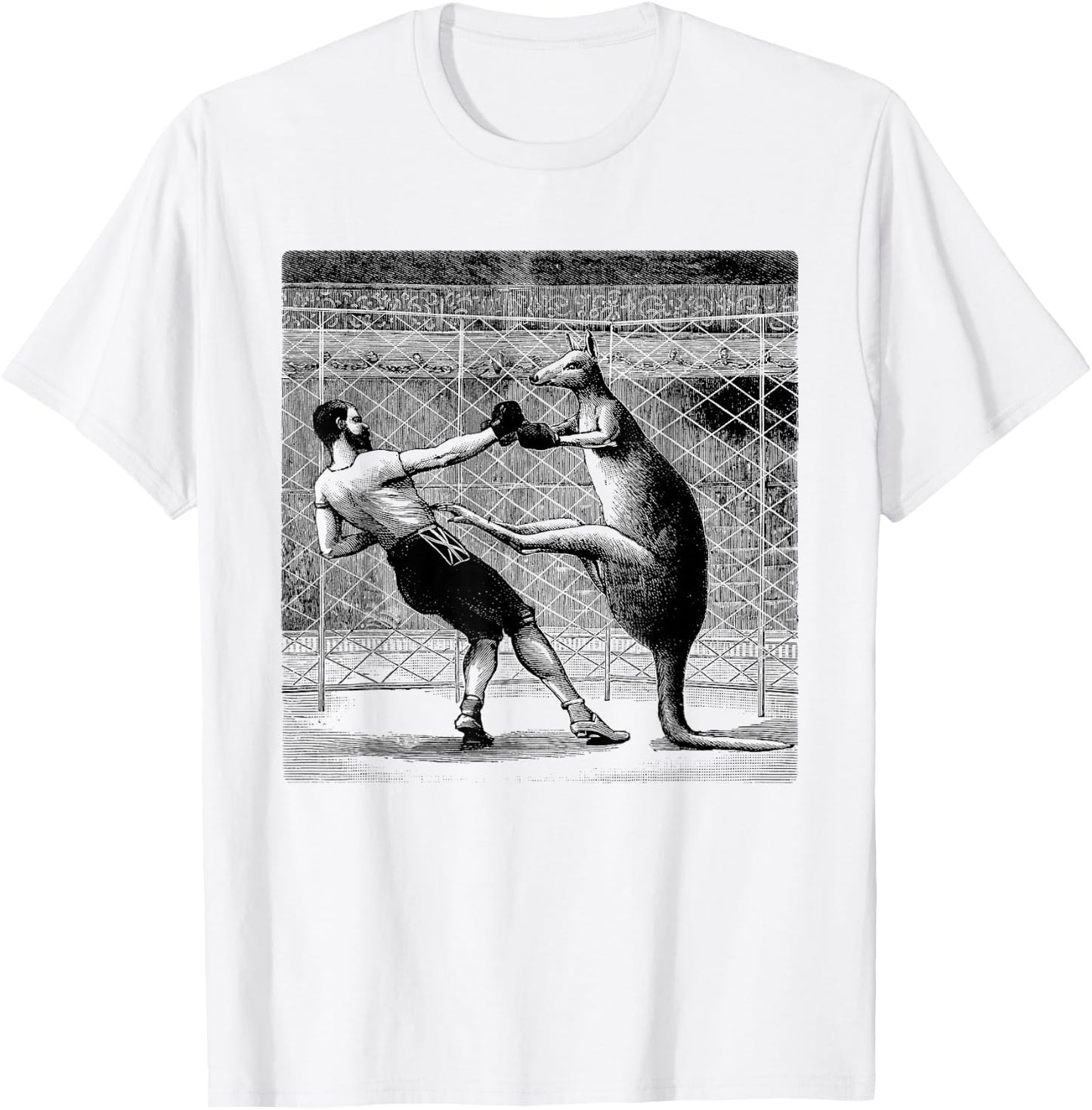 Boxing Kangaroo Print T-Shirt - T-Shirt | White