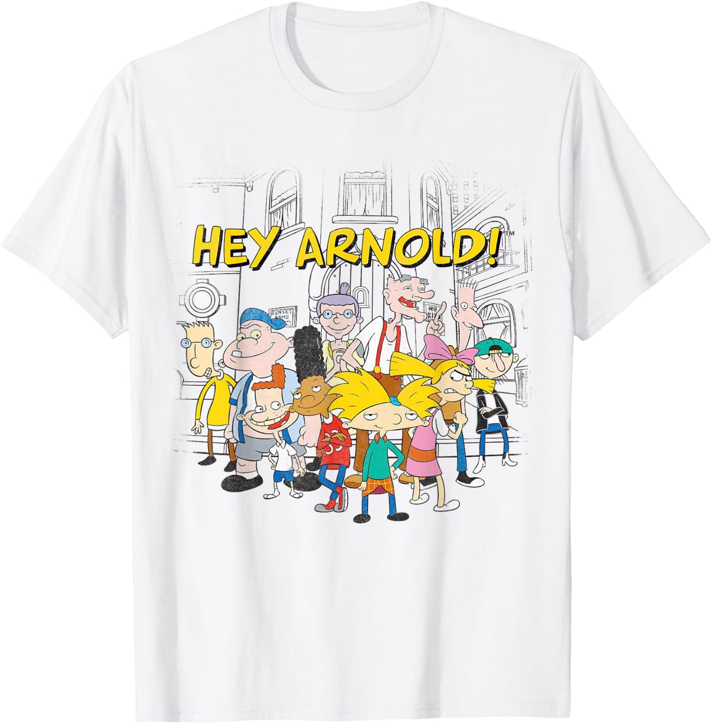 Nickelodeon Hey Arnold Cast Hangout T-Shirt - T-Shirt | White