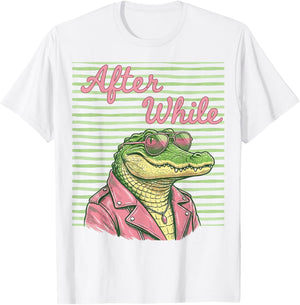 Funny After While Crocodile Retro Last Day of School T-Shirt - T-Shirt | White