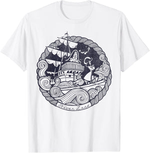 Disney Peter Pan Captain Hook Ship Stamp Graphic T-Shirt - T-Shirt | White