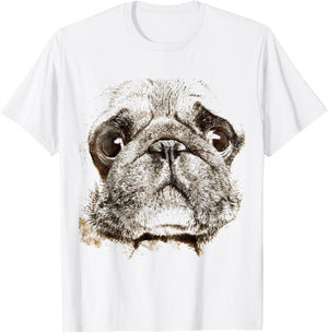 Pug Dog Animal Faces Men Women Girls Kids T-Shirt - T-Shirt | White