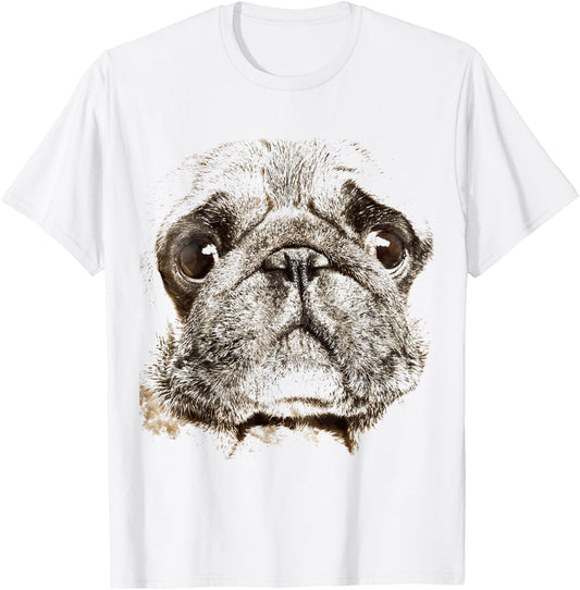 Pug Dog Animal Faces Men Women Girls Kids T-Shirt - T-Shirt | White