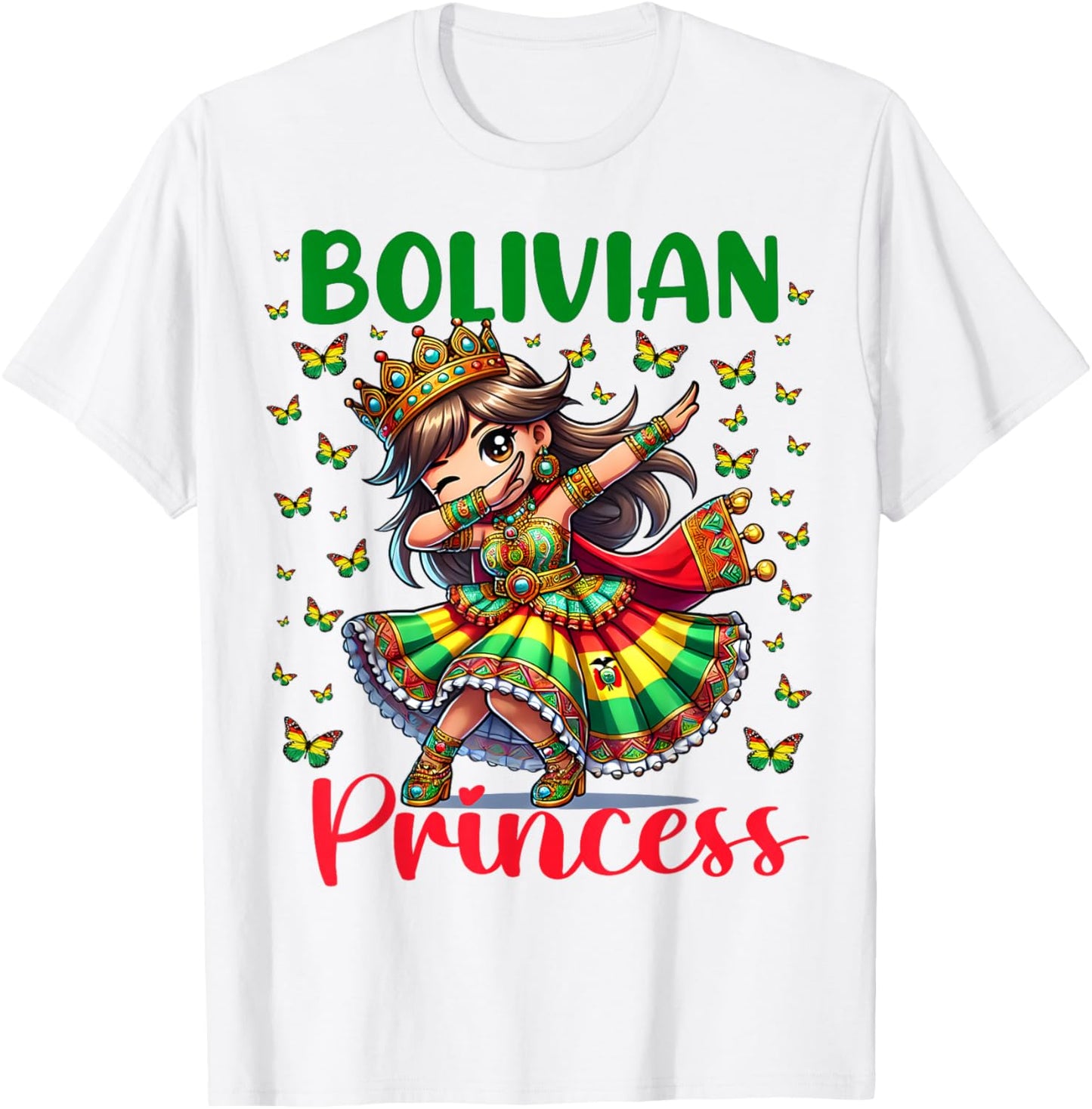 Bolivian Princess Dab Girl Flag Dress Heritage for Kids T-Shirt - T-Shirt | White
