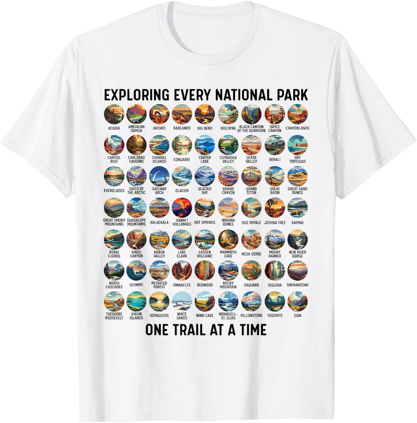 All US National Park Checklist Bucket List Of National Parks T-Shirt - T-Shirt | White