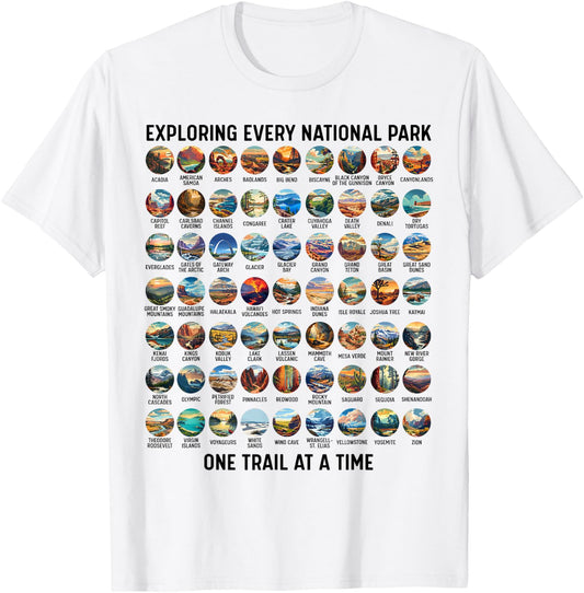 All US National Park Checklist Bucket List Of National Parks T-Shirt - T-Shirt | White