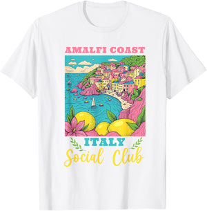 Amalfi Coast Social Club Italy Souvenir Lemon Vacation T-Shirt - T-Shirt | White
