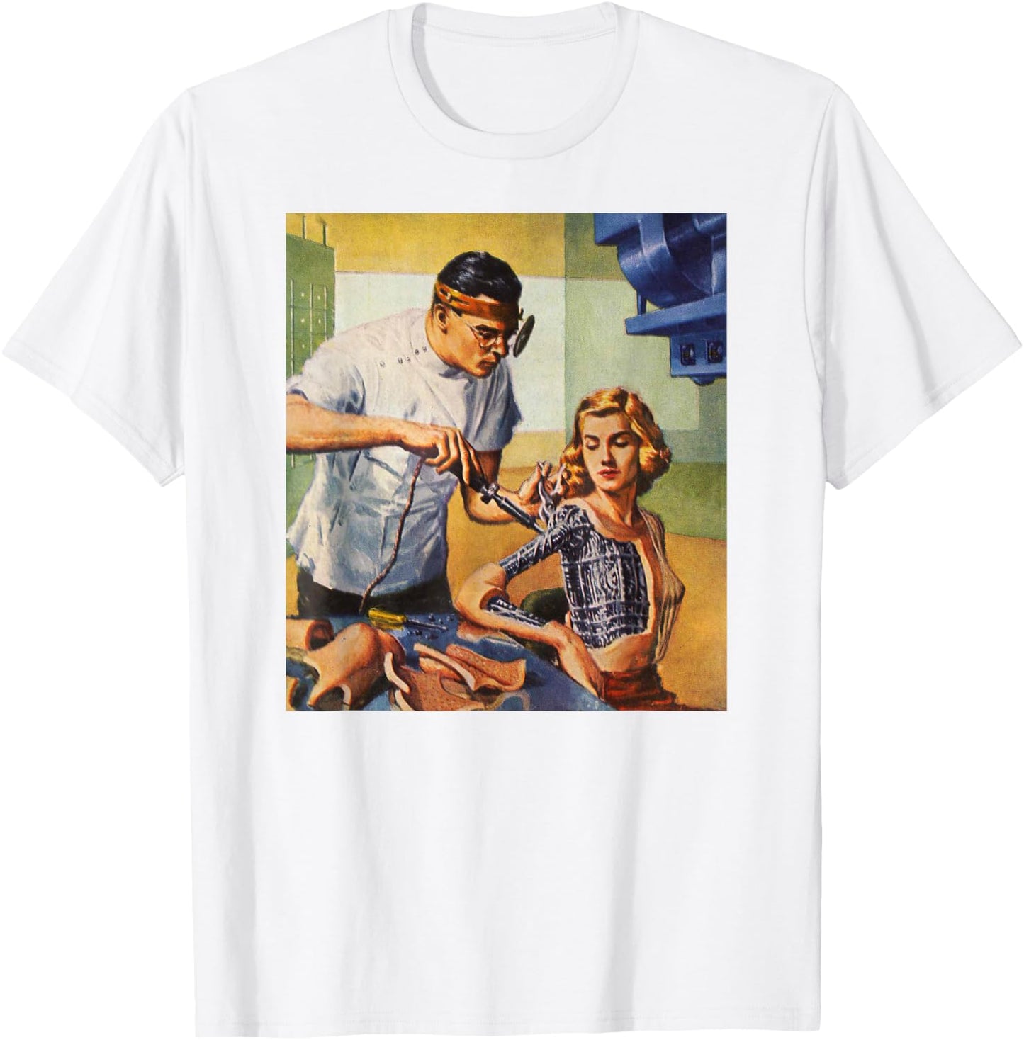 Retro Science Fiction Sci Fi Art-Robot Bionic Woman T-Shirt - T-Shirt | White