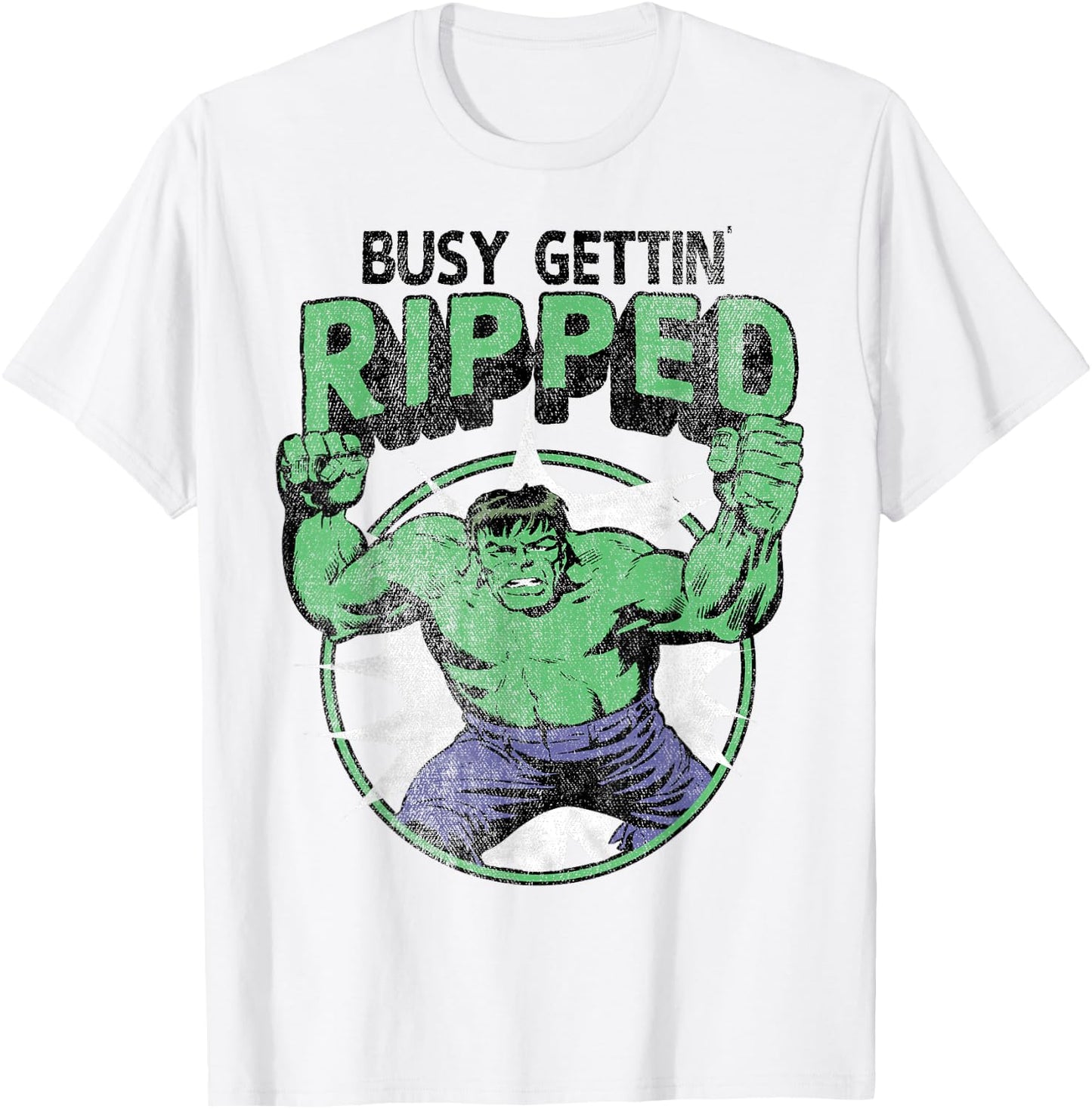 Marvel Hulk Busy Gettin Ripped Workout T-Shirt - T-Shirt | White