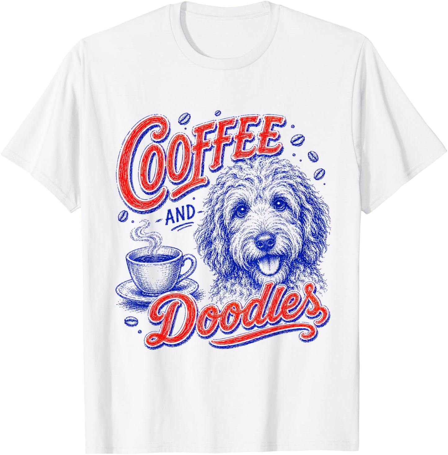 Coffee and Doodles Funny Doodles Coffee Club Pet Lover Men T-Shirt - T-Shirt | White