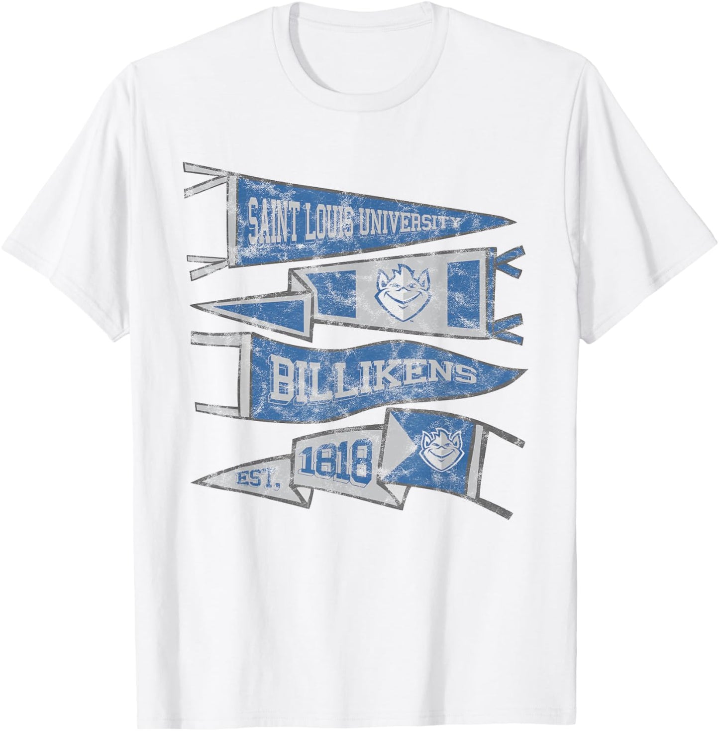 Saint Louis University SLU Billikens Distressed Pennants T-Shirt - T-Shirt | White