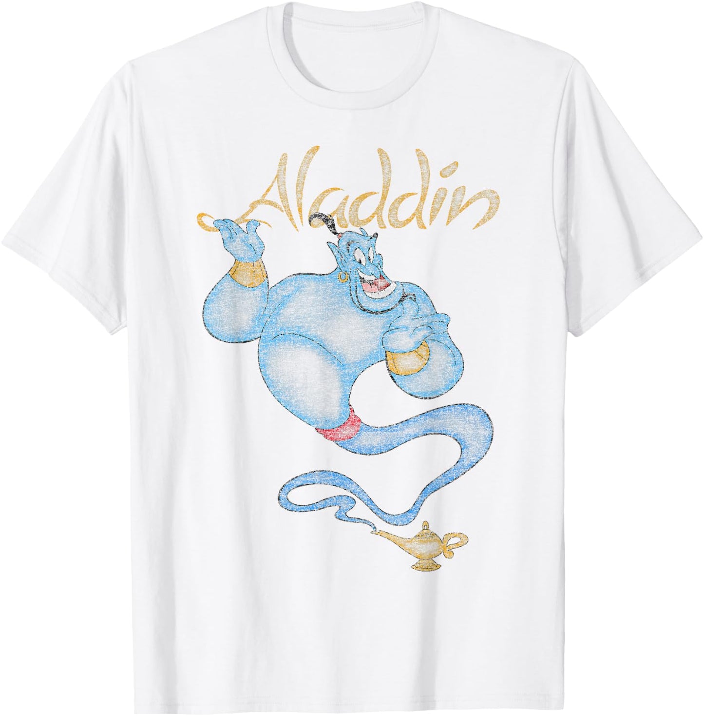 Disney Aladdin Distressed Genie Floating T-Shirt - T-Shirt | White
