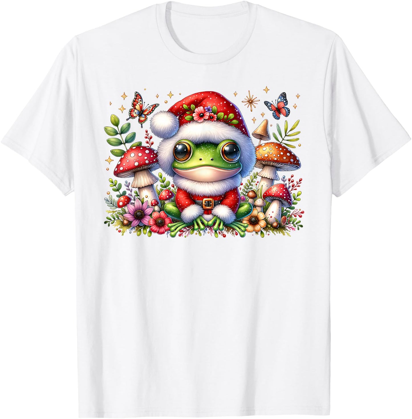 Cottagecore Frog Christmas Mushroom butterfly Men Women Kids T-Shirt - T-Shirt | White