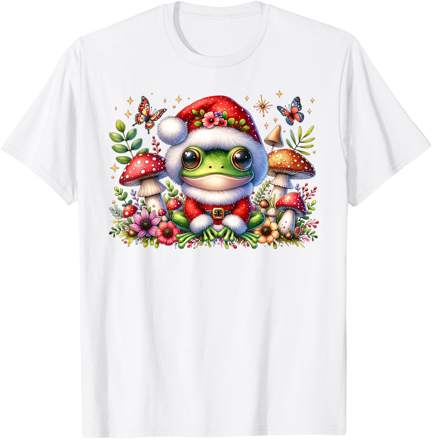 Cottagecore Frog Christmas Mushroom butterfly Men Women Kids T-Shirt - T-Shirt | White