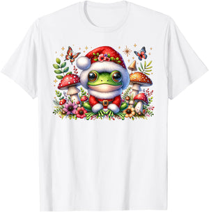 Cottagecore Frog Christmas Mushroom butterfly Men Women Kids T-Shirt - T-Shirt | White